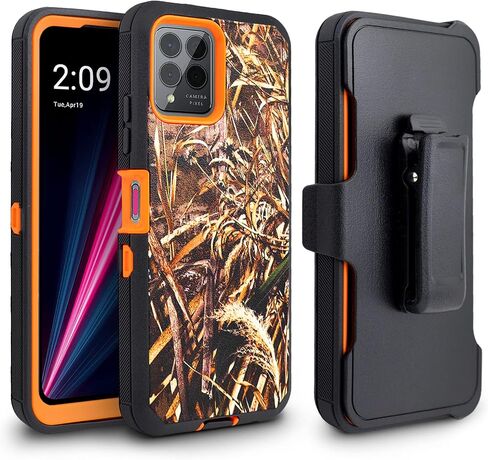Customerfirst for Revvl 6X Pro 5G, Revvl 6 Pro 5G Phone Phone Holster Phone Case with Built-in Screen Protector Swivel Belt Clip Heavy Duty Full Body Protection Shockproof Kickstand Cover (Black) in Kuwait