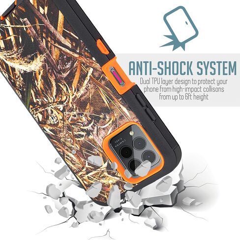 Customerfirst for Revvl 6X Pro 5G, Revvl 6 Pro 5G Phone Phone Holster Phone Case with Built-in Screen Protector Swivel Belt Clip Heavy Duty Full Body Protection Shockproof Kickstand Cover (Black) in Kuwait