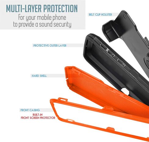 Customerfirst for Revvl 6X Pro 5G, Revvl 6 Pro 5G Phone Phone Holster Phone Case with Built-in Screen Protector Swivel Belt Clip Heavy Duty Full Body Protection Shockproof Kickstand Cover (Black) in Kuwait