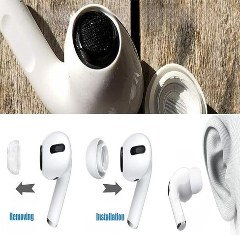 Acediar AirPods Pro Replacement Ear Tips [3 Pairs] for AirPods Pro1,2, Silicon Earbuds Tips with Noise Reduction Hole, Fit in The Charging Case (Sizes S/M/L, White) in Kuwait