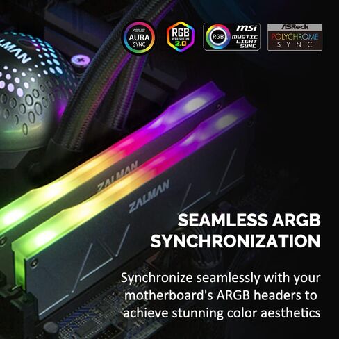 Zalman ARGB DDR Memory RAM Cooler، مجموعة مبدد حرارة RGB DDR لـ DDR5 / DDR4 / DDR3، سبائك الألومنيوم (ZM-MH10) 2-Pack in Kuwait
