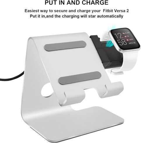 Tranesca 2-in-1 Charger Compatible with Fitbit Versa 2 - Tranesca Versa 2 Charging Stand/Charging Dock/Charging Cradle Compatible with Fitbit Versa 2 and Cell Phone in Kuwait