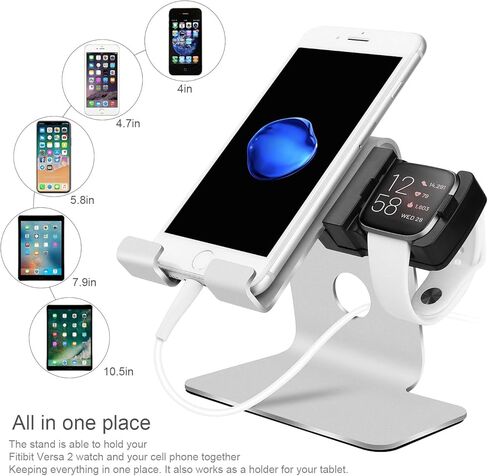 Tranesca 2-in-1 Charger Compatible with Fitbit Versa 2 - Tranesca Versa 2 Charging Stand/Charging Dock/Charging Cradle Compatible with Fitbit Versa 2 and Cell Phone in Kuwait