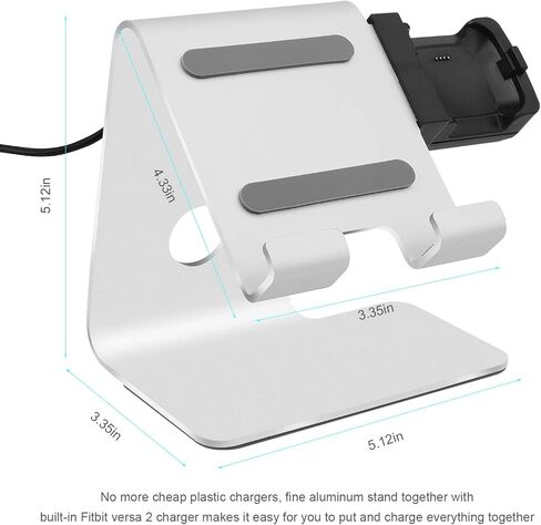 Tranesca 2-in-1 Charger Compatible with Fitbit Versa 2 - Tranesca Versa 2 Charging Stand/Charging Dock/Charging Cradle Compatible with Fitbit Versa 2 and Cell Phone in Kuwait