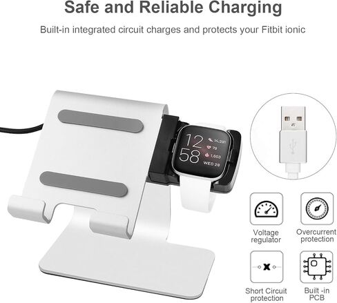 Tranesca 2-in-1 Charger Compatible with Fitbit Versa 2 - Tranesca Versa 2 Charging Stand/Charging Dock/Charging Cradle Compatible with Fitbit Versa 2 and Cell Phone in Kuwait