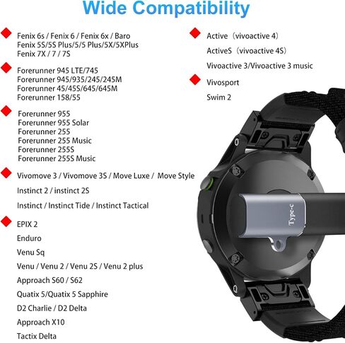 محولات شاحن الساعة (عبوتان)، موصل شحن محول USB-C من النوع C أنثى إلى ذكر مع قابس غبار متوافق مع Garmin Fenix ​​7/7S/7X/6/6X/6S والمزيد in Kuwait