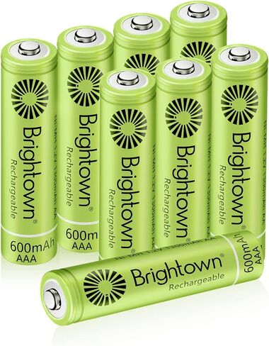 Brightown 12-Pack Rechargeable AAA Batteries, 600mAh NiMH Precharged Triple A Solar Batteries for Solar Lights and Household Devices, Low-self Discharge, Up to 1200 Cycle Times, UL Certified, 1.2V in Kuwait