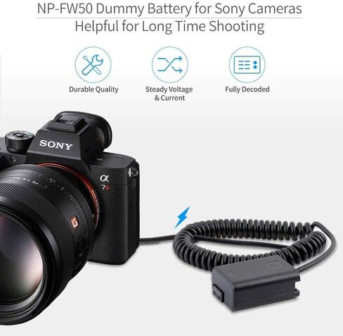 ANDYCINE Dummy Battery Spring Cable DC Coupler Compatible with Sony A6000,A6100,A6300, A6500, A7,A7S,A7R, a7 II, a7S II, and a7R II DSLR Cameras Special Designed for FEELWOLR F6/ ANDYCINE A6 in Kuwait