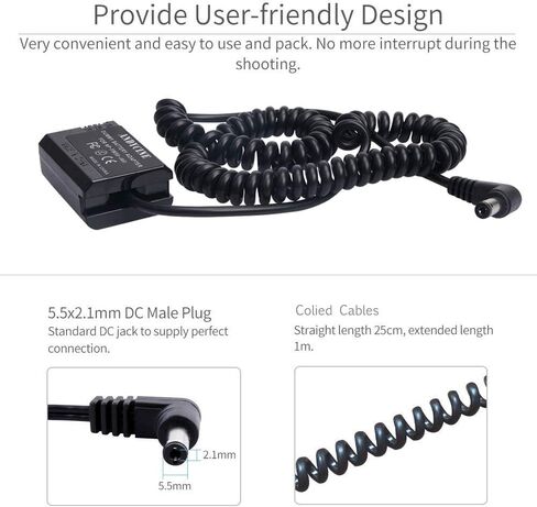 ANDYCINE Dummy Battery Spring Cable DC Coupler Compatible with Sony A6000,A6100,A6300, A6500, A7,A7S,A7R, a7 II, a7S II, and a7R II DSLR Cameras Special Designed for FEELWOLR F6/ ANDYCINE A6 in Kuwait