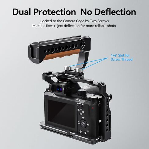 مقبض علوي من Takerers مع دبابيس تحديد موقع ARRI مقاس 3/8 بوصة لقفص الكاميرا، مفتاح ربط سداسي مدمج لكاميرا DSLR، قبضة خشبية متوافقة مع مقابض SmallRig وأقفاص الكاميرا وأدوات الفيديو in Kuwait