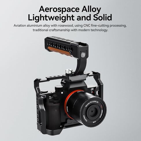 مقبض علوي من Takerers مع دبابيس تحديد موقع ARRI مقاس 3/8 بوصة لقفص الكاميرا، مفتاح ربط سداسي مدمج لكاميرا DSLR، قبضة خشبية متوافقة مع مقابض SmallRig وأقفاص الكاميرا وأدوات الفيديو in Kuwait