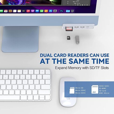 6 in 1 USB C Hub Adapter, HOPDAY iMac USB Hub for iMac 24 Inch 2021 iMac, Accessories with 4K HDMI, 10Gbps USB C and USB 3.1 Gen2 Type-A, SD/TF Card Readers for MacBook Air/Pro M1, Surface in Kuwait