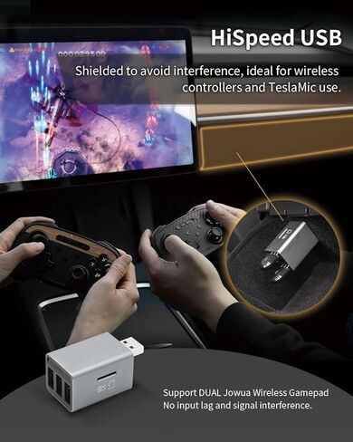 JOWUA 3 Port USB HUB مع قارئ DashCam متوافق مع Tesla Model 3، Model Y Glovebox، دعم OTG، 3X USB-A Port Support USB 3.0 in Kuwait