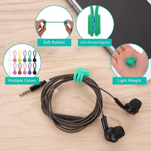 Magnetic Cable Ties - Reusable Silicone Magnetic Twist Ties(9 Colors - 12 Pack) for Bundling and Organizing Cable & Cord, Hanging & Holding Stuff, Book Markers, and Fridge Magnets in Kuwait