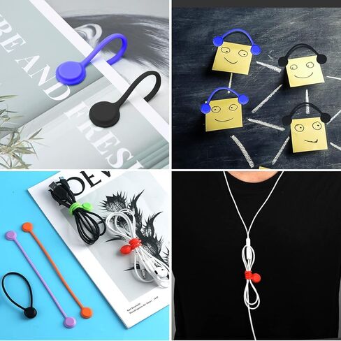 Magnetic Cable Ties - Reusable Silicone Magnetic Twist Ties(9 Colors - 12 Pack) for Bundling and Organizing Cable & Cord, Hanging & Holding Stuff, Book Markers, and Fridge Magnets in Kuwait