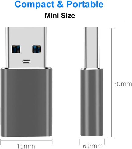USB to USB C Adapter, Type C to USB 3.1 Adapter 10Gbps Compatible with iPhone 17 16 15 14 13 12, Samsung Galaxy S25 S24 S23 S22 S21, MacBook, PC, Laptop (Grey) in Kuwait