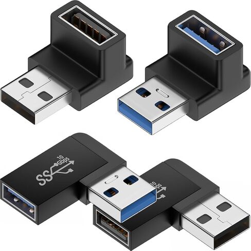 Warmstor 4 حزمة 10 جيجابت في الثانية USB 3.0 ذكر إلى شاحن أنثي 90 درجة الزاوية اليمنى تمديد كابلات USB موصل 4 أنواع دعم 3A سرعة الشحن in Kuwait
