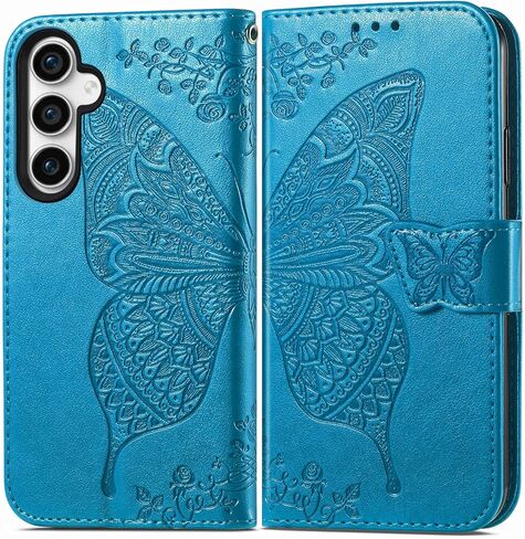 for Samsung Galaxy S23 FE Phone Case Wallet,Women Flip Folio PU Leather Protective Case Wrist Strap Card Slots Holder Pocket Emboss Butterfly Flower Stand Flip Case for Samsung Galaxy S23 FE Purple in Kuwait