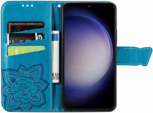 for Samsung Galaxy S23 FE Phone Case Wallet,Women Flip Folio PU Leather Protective Case Wrist Strap Card Slots Holder Pocket Emboss Butterfly Flower Stand Flip Case for Samsung Galaxy S23 FE Purple in Kuwait