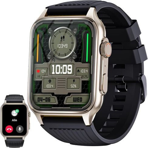 VOPOCO Military Smart Watch for Men Women(Bluetooth Call & Answer), 1.96" Big Screen 5ATM Waterproof Rugged Outdoor Smartwatches with Heart Rate Sport Tactical Smartwatch for Android iOS Black in Kuwait