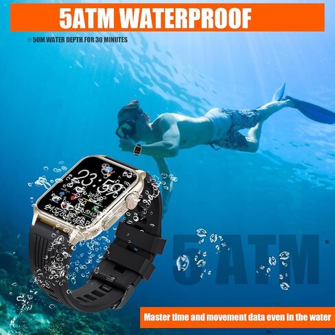 VOPOCO Military Smart Watch for Men Women(Bluetooth Call & Answer), 1.96" Big Screen 5ATM Waterproof Rugged Outdoor Smartwatches with Heart Rate Sport Tactical Smartwatch for Android iOS Black in Kuwait
