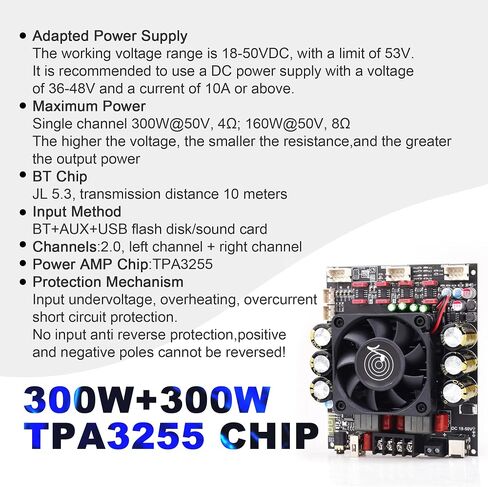 ZK-3002T 300 واط + 300 واط لوحة مضخم رقمي بلوتوث TPA3255 رقاقة 2.0 قناة مع ضبط ثلاثة أضعاف وباس (مقياس الجهد الخارجي ZK-3002T) in Kuwait