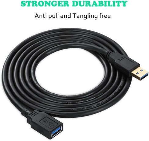 كابل تمديد XBOHJOE USB 3.0 بطول 15 قدم كابل USB عالي السرعة 3.0 سلك موسع USB نوع A ذكر إلى أنثى لنقل البيانات 5 جيجابت في الثانية لكابل تمديد الماوس ولوحة المفاتيح وسلك تمديد وما إلى ذلك (15 قدم أسود) in Kuwait