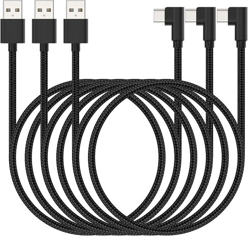 كابل USB C بزاوية يمنى 1 قدم شحن سريع، 3 حزم 90 درجة USB A إلى USB نوع C سلك قصير 3A متوافق مع Samsung Galaxy Note 10 S9 S10 S20 S21 Google Pixel 4a 5g LG Stylo 6 5 V60 in Kuwait