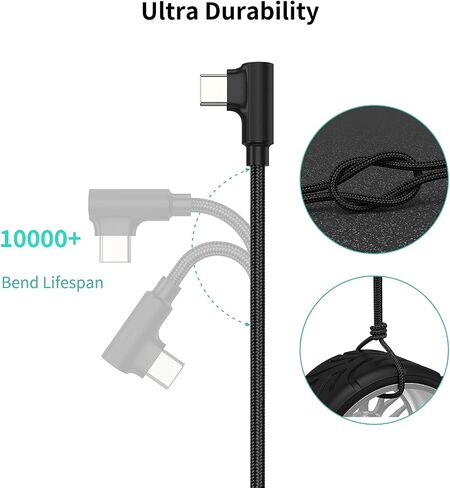 كابل USB C بزاوية يمنى 1 قدم شحن سريع، 3 حزم 90 درجة USB A إلى USB نوع C سلك قصير 3A متوافق مع Samsung Galaxy Note 10 S9 S10 S20 S21 Google Pixel 4a 5g LG Stylo 6 5 V60 in Kuwait