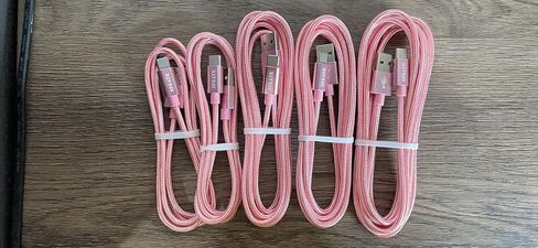 كابل USB إلى USB C (5 حزم، 3/3/6/6/10FT)، كابل USB A إلى النوع C، سلك نقل مزامنة مجدول من النايلون للشحن السريع، شاحن USB C للهاتف 16/15/iPad، وGalaxy S/Note/A، وPixel والمزيد | كابل نقل بيانات USB A إلى النوع C، بسرعة 480 ميجابت في الثانية، سلك شاحن متين in Kuwait