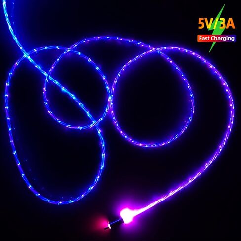 ULIKTO 3.3ft/1m نوع C كابل LED مضيء سلك شاحن مرئي 7 ألوان RGB تدريجي متغير لامع 3A شحن سريع USB A إلى USB C سلك مزامنة البيانات لهاتف Samsung Galaxy S21 S20 S10/S9/Note 20/10/9/8 in Saudi Arabia