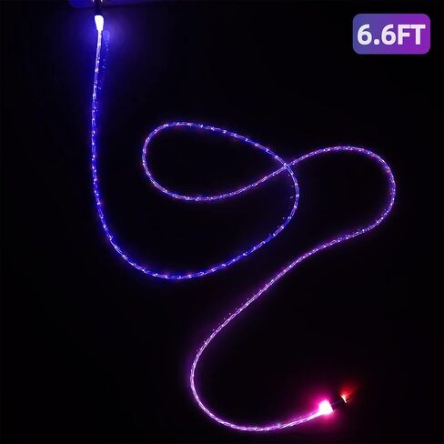 ULIKTO 3.3ft/1m نوع C كابل LED مضيء سلك شاحن مرئي 7 ألوان RGB تدريجي متغير لامع 3A شحن سريع USB A إلى USB C سلك مزامنة البيانات لهاتف Samsung Galaxy S21 S20 S10/S9/Note 20/10/9/8 in Saudi Arabia