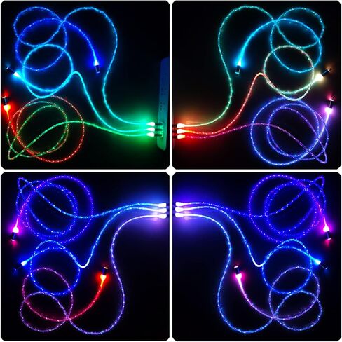 ULIKTO 3.3ft/1m نوع C كابل LED مضيء سلك شاحن مرئي 7 ألوان RGB تدريجي متغير لامع 3A شحن سريع USB A إلى USB C سلك مزامنة البيانات لهاتف Samsung Galaxy S21 S20 S10/S9/Note 20/10/9/8 in Saudi Arabia