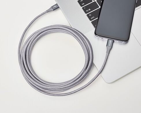 كابل شاحن سريع Amazon Basics USB-C إلى USB-C 2.0، سلك مجدول من النايلون، سرعة 480 ميجا بت في الثانية، معتمد من USB-IF، لهاتف Apple iPhone 15، iPad، Samsung Galaxy، الأجهزة اللوحية، أجهزة الكمبيوتر المحمولة، 10 أقدام، فضي in Saudi Arabia