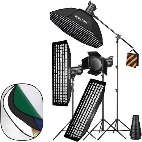 Godox 3 Pack QT600II 1800Ws 2.4G TTL Speedlite Studio Flash Strobe Light Bowens Mount Kit,GN76 1/8000s HHS,Recycle in 0.05-0.9 Sec for Studio Shooting, Location and Portrait Photography in Saudi Arabia