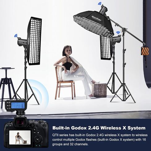 Godox 3 Pack QT600II 1800Ws 2.4G TTL Speedlite Studio Flash Strobe Light Bowens Mount Kit,GN76 1/8000s HHS,Recycle in 0.05-0.9 Sec for Studio Shooting, Location and Portrait Photography in Saudi Arabia