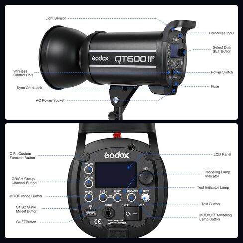 Godox 3 Pack QT600II 1800Ws 2.4G TTL Speedlite Studio Flash Strobe Light Bowens Mount Kit,GN76 1/8000s HHS,Recycle in 0.05-0.9 Sec for Studio Shooting, Location and Portrait Photography in Saudi Arabia