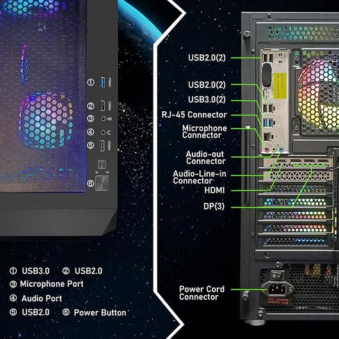 كمبيوتر مكتبي للالعاب من اس تي جي اوبرون، انتل كور i7-11700KF حتى 5.0G، جيفورس RTX 3070 8G GDDR6، 32G DDR4، 2T SSD، واي فاي، بلوتوث 5.0، مروحة RGB ×7، كيبورد وماوس وقاعدة ماوس، مكبر صوت بلوتوث RGB، in Kuwait