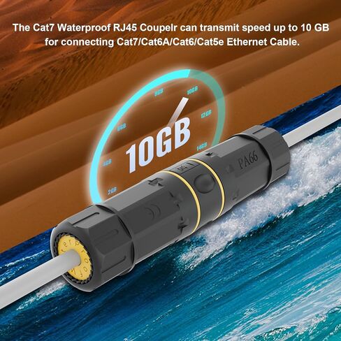iwillink UL-Listed مقاوم للماء Cat7 RJ45 مقرنة، محمية أنثى إلى أنثى مقرنة إيثرنت مقاومة للماء، IP68 إيثرنت موصل كابل LAN خارجي لكابل إيثرنت Cat5e/Cat6/Cat6A/Cat7، (6 حزمة) in Kuwait