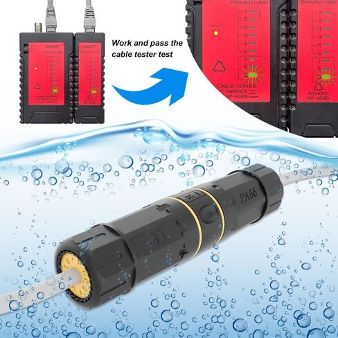 iwillink UL-Listed مقاوم للماء Cat7 RJ45 مقرنة، محمية أنثى إلى أنثى مقرنة إيثرنت مقاومة للماء، IP68 إيثرنت موصل كابل LAN خارجي لكابل إيثرنت Cat5e/Cat6/Cat6A/Cat7، (6 حزمة) in Kuwait