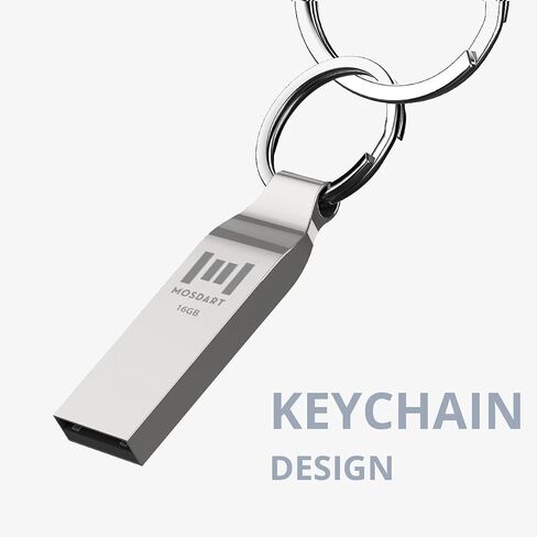 MOSDART 64GB Metal USB 2.0 Flash Drive Waterproof with Keychain, Silver | Ultra-slim metal body, waterproof & dustproof. USB 2.0 for BIOS, boot drives & backups. Metal keychain in Kuwait