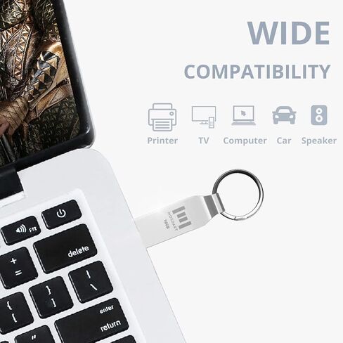 MOSDART 64GB Metal USB 2.0 Flash Drive Waterproof with Keychain, Silver | Ultra-slim metal body, waterproof & dustproof. USB 2.0 for BIOS, boot drives & backups. Metal keychain in Kuwait