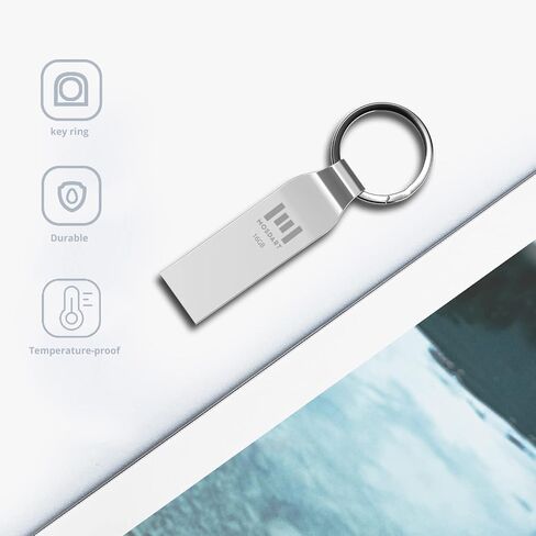 MOSDART 64GB Metal USB 2.0 Flash Drive Waterproof with Keychain, Silver | Ultra-slim metal body, waterproof & dustproof. USB 2.0 for BIOS, boot drives & backups. Metal keychain in Kuwait