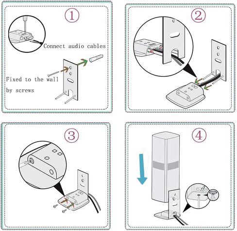 فوزادل دعامات تثبيت على الحائط لمكبرات الصوت من الستيل، متوافقة مع حامل بوز اومني جويل لايف ستايل 650، دعامات بديلة لمكبرات الصوت المحيطية بوز 700، اسود in Kuwait