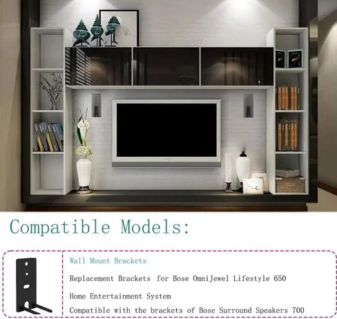 فوزادل دعامات تثبيت على الحائط لمكبرات الصوت من الستيل، متوافقة مع حامل بوز اومني جويل لايف ستايل 650، دعامات بديلة لمكبرات الصوت المحيطية بوز 700، اسود in Kuwait