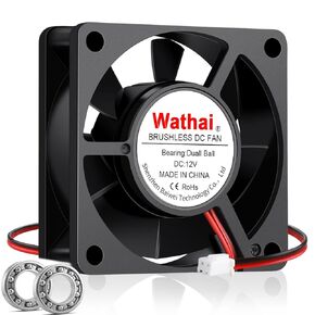 Wathai 60mm x 20mm 12V DC Cooling Fan 2Pin Brushless Cooler 6020 for DIY Exhaust Ventilation