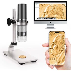 Ninyoon 4K Microscope with Professional Stand + Case for iPhone Android PC, 50-1000X Digital USB Microscope Endoscope HD Camera for All Cellphones iPad Android Tablet Windows Mac Chrome Linux