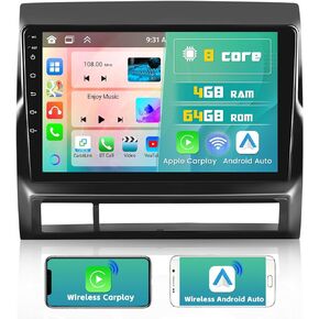 Hikity 6+128GB 8 Core Android 13 Radio for 2005-2013 Toyota Tacoma Upgrate Dash Kit with Wireless Carplay, 9'' Touch Screen, Android Auto/32EQ DSP/Bluetooth 5.0/GPS/WiFi/SWC, Backup Camera in Kuwait