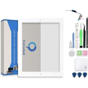 قطع غيار لشاشة اللمس من Fixcracked مجموعة زجاجية للمحول الرقمي لجهاز Ipad 2 + كابل هوائي WIFI ومجموعة أدوات احترافية (أبيض) in Kuwait
