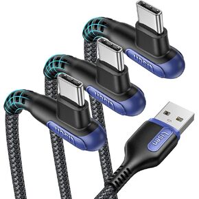 LISEN [3-Pack] 90-Degree USB C Charger Cable for iPhone 15 [6.6ft, 3.2A] -Never Rupture - Compatible with iPhone 15/15 Pro/15 Plus/15 Pro Max/Samsung Galaxy S20/S10/S9/Note 10/9 in Kuwait